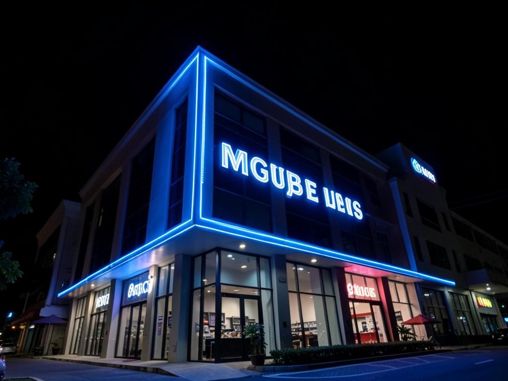 Letreiro em LED azul